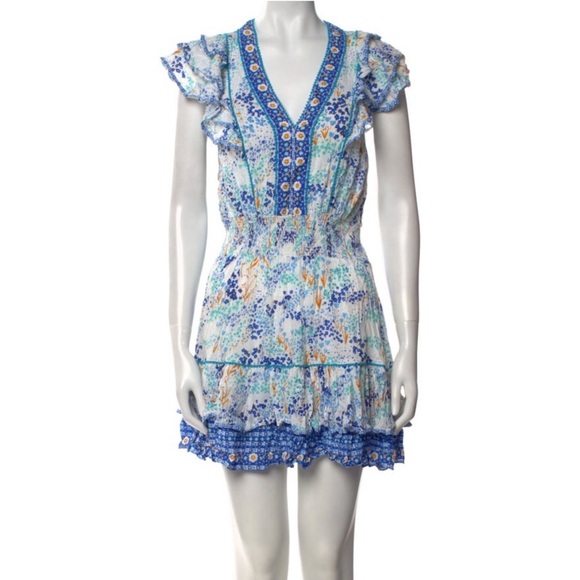 Poupette St. Barth Camilla Blue Floral Mini Dress NWOT - Picture 6 of 10